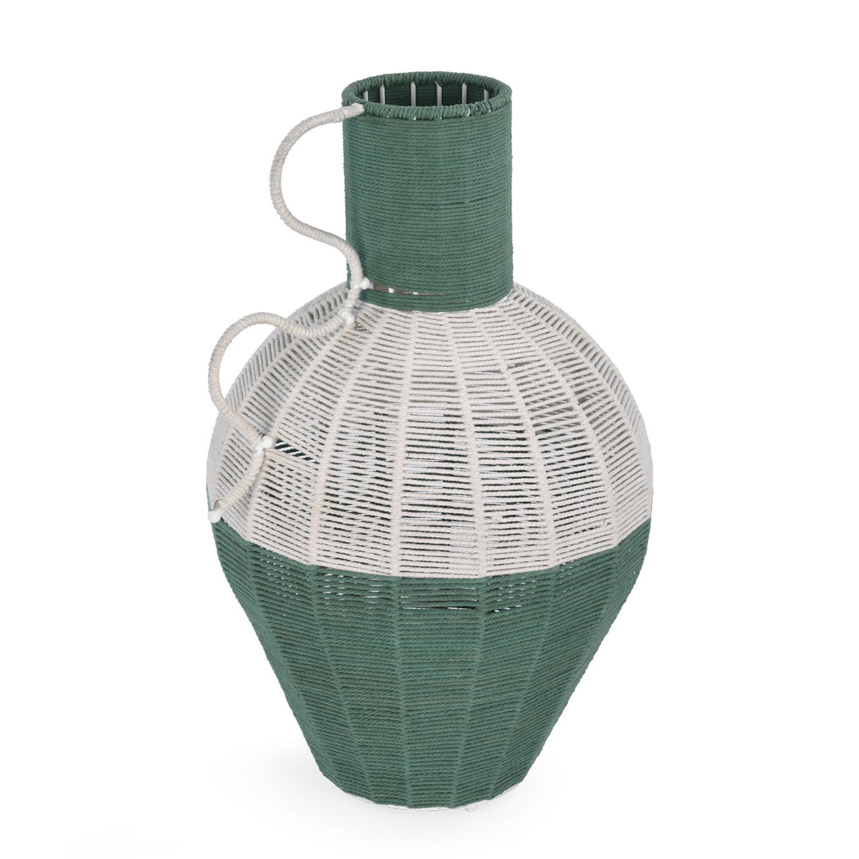 Decorative Two Toned Vase- Green & Beige, Large