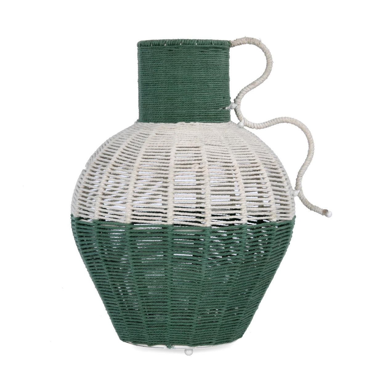Decorative Two Toned Vase- Green & Beige, Small