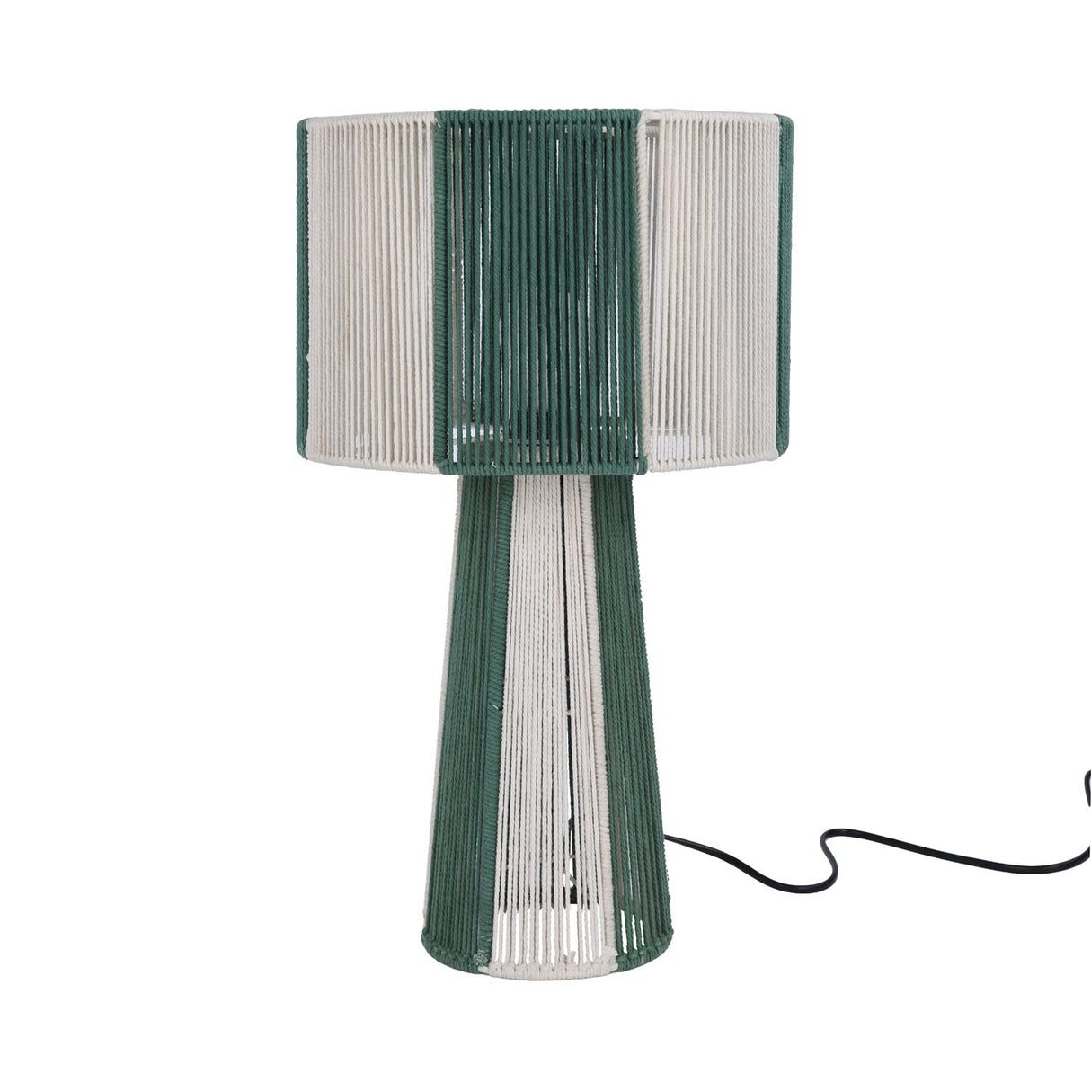 Decorative Cynlindrical Table Lamp- Green & Beige