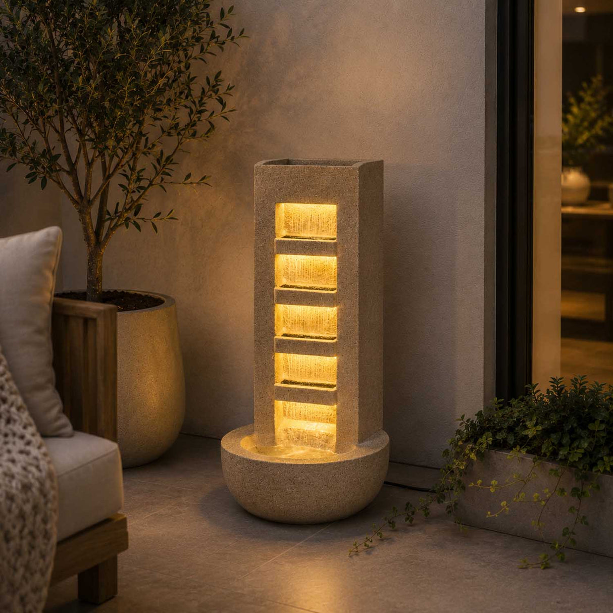 Vertical Flow Polyresin Water Fountain- Sand
