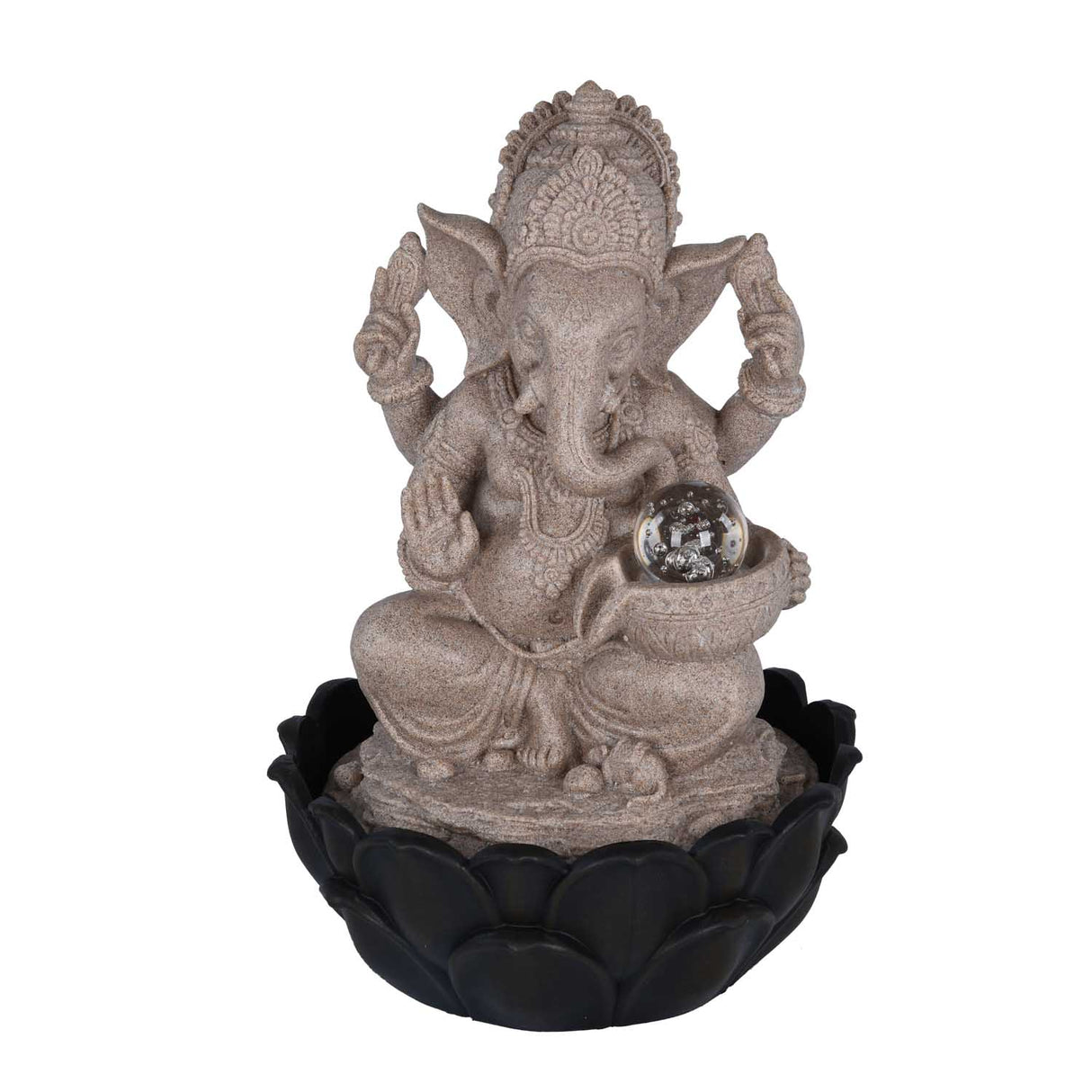 Decorative Ganesha Water Fountain- Sand & Black