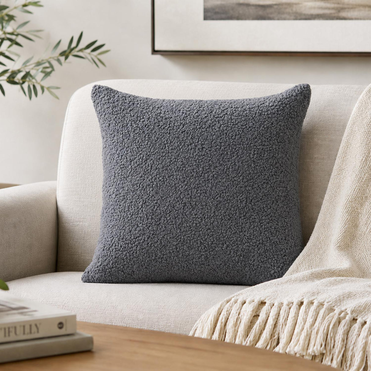 Solid Textured 30" x 30" Filled Cushion- Grey