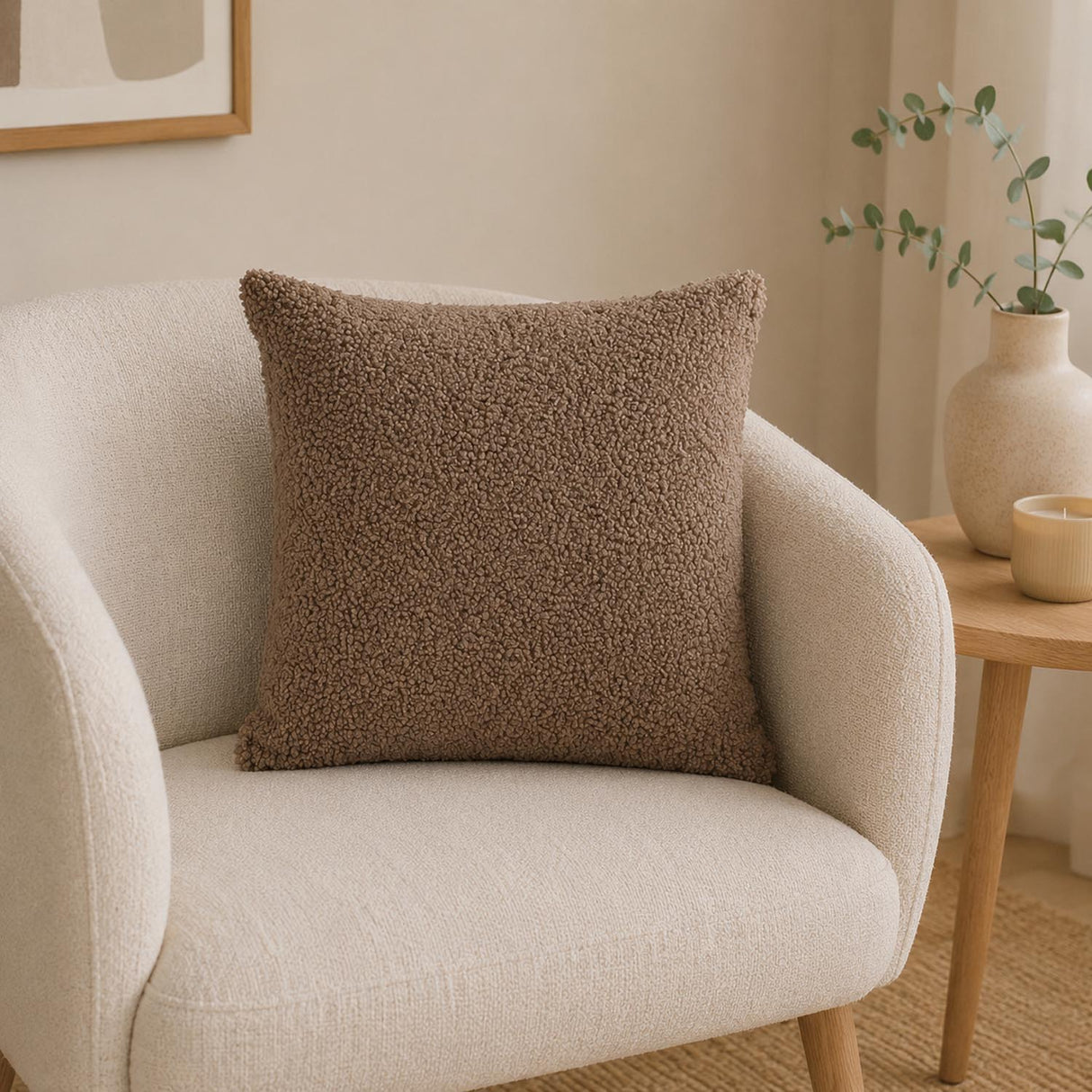 Solid Textured 30" x 30" Filled Cushion- Tan