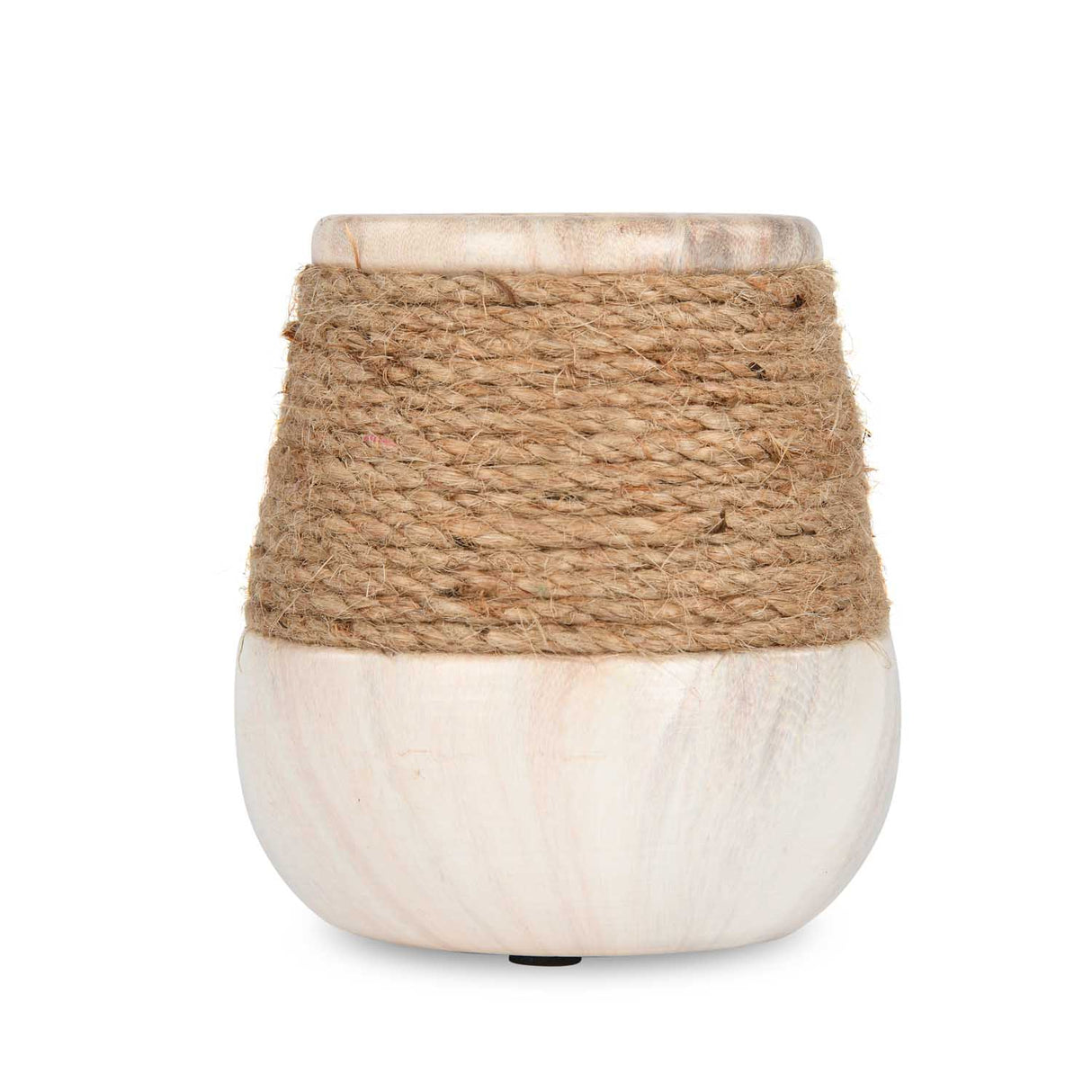 Dual Tone Ceramic Candle Holder- White & Brown, Small