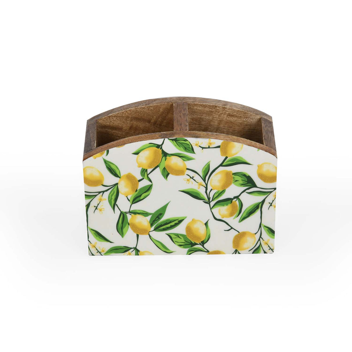 2 Compartments Wooden Organiser- Yellow
