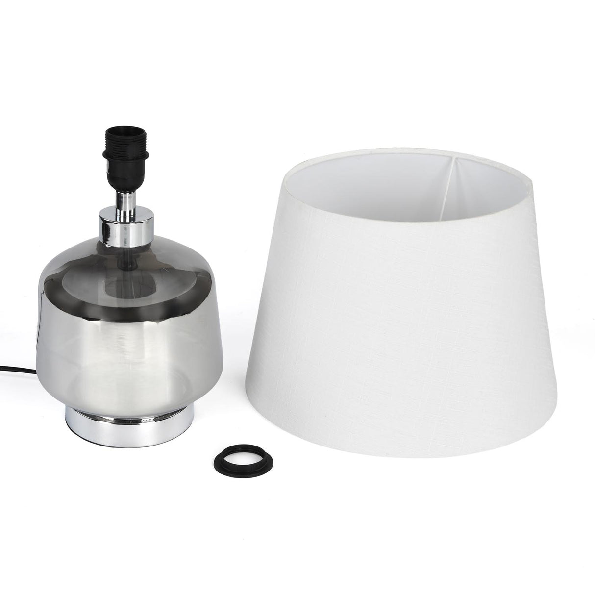 Rounded Trapeze Table Lamp- Grey & Off White