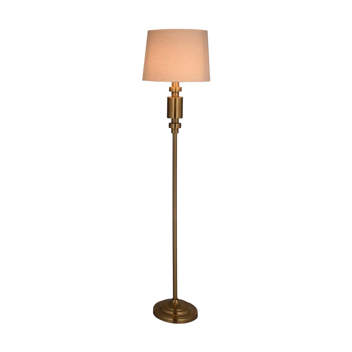 Stacked Drums Metal & Fabric Floor Lamp- Gold & Cream