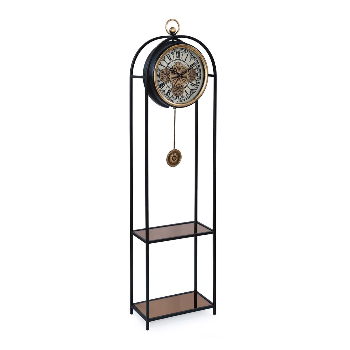 Grandfather Floor Clock- Black & Beige