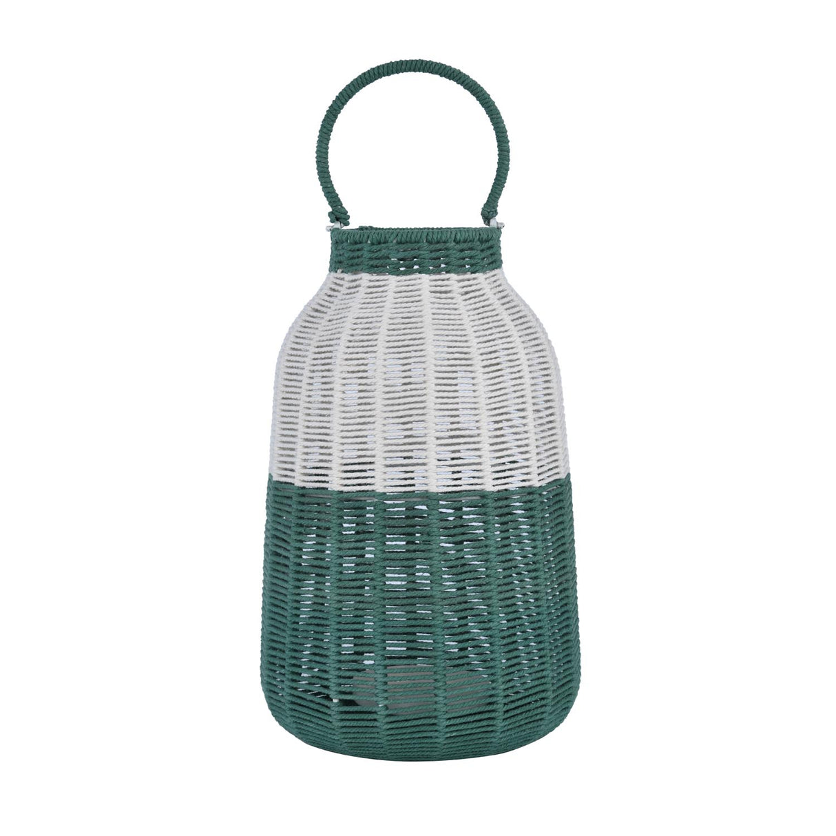 Decorative Two Toned Lantern- Green & Beige, Large