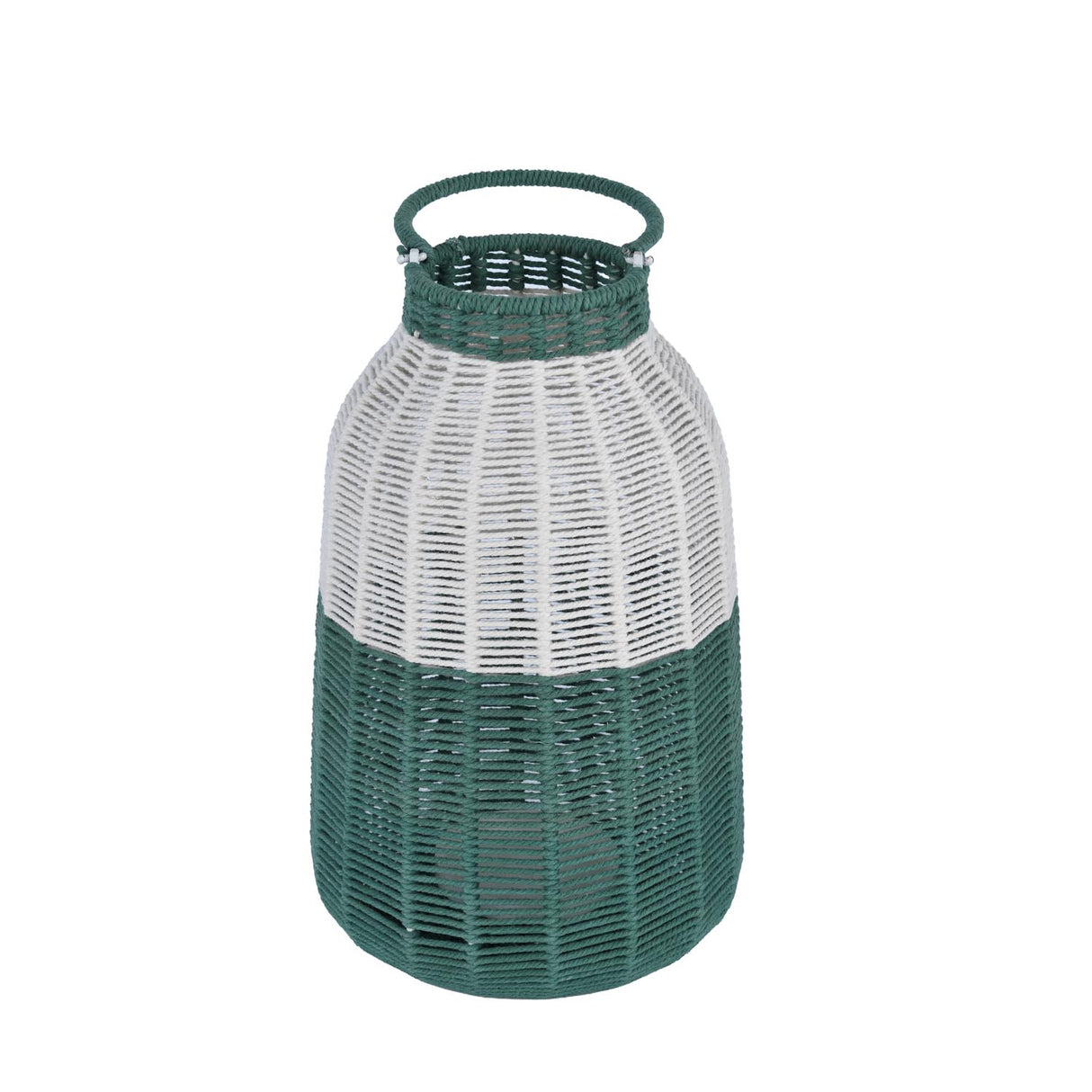 Decorative Two Toned Lantern- Green & Beige, Large