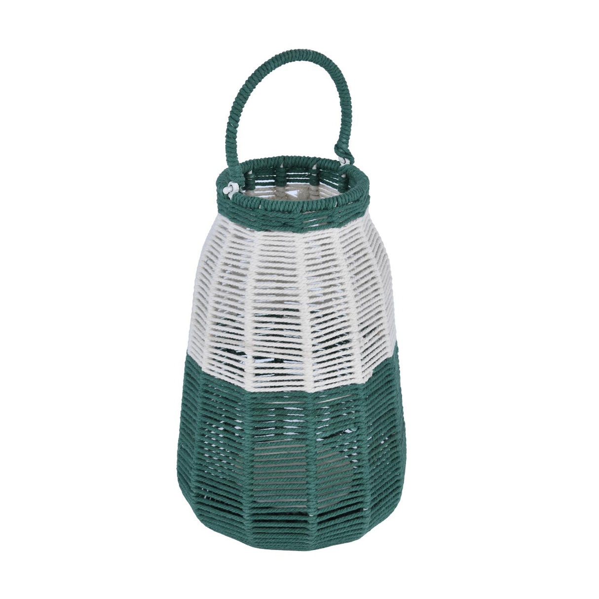 Decorative Two Toned Lantern- Green & Beige, Small