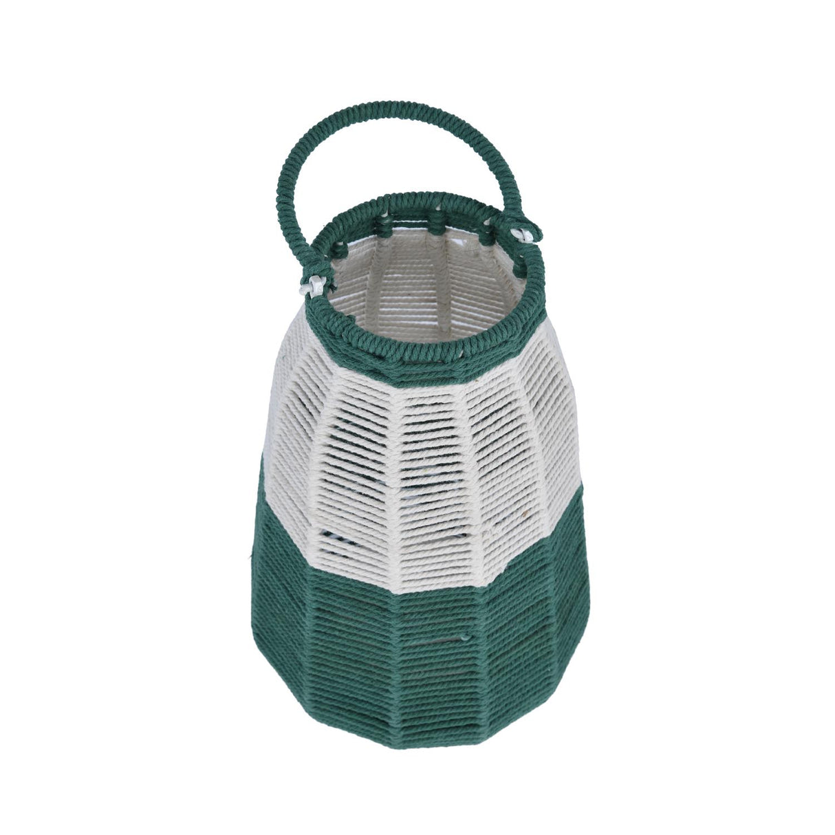 Decorative Two Toned Lantern- Green & Beige, Small