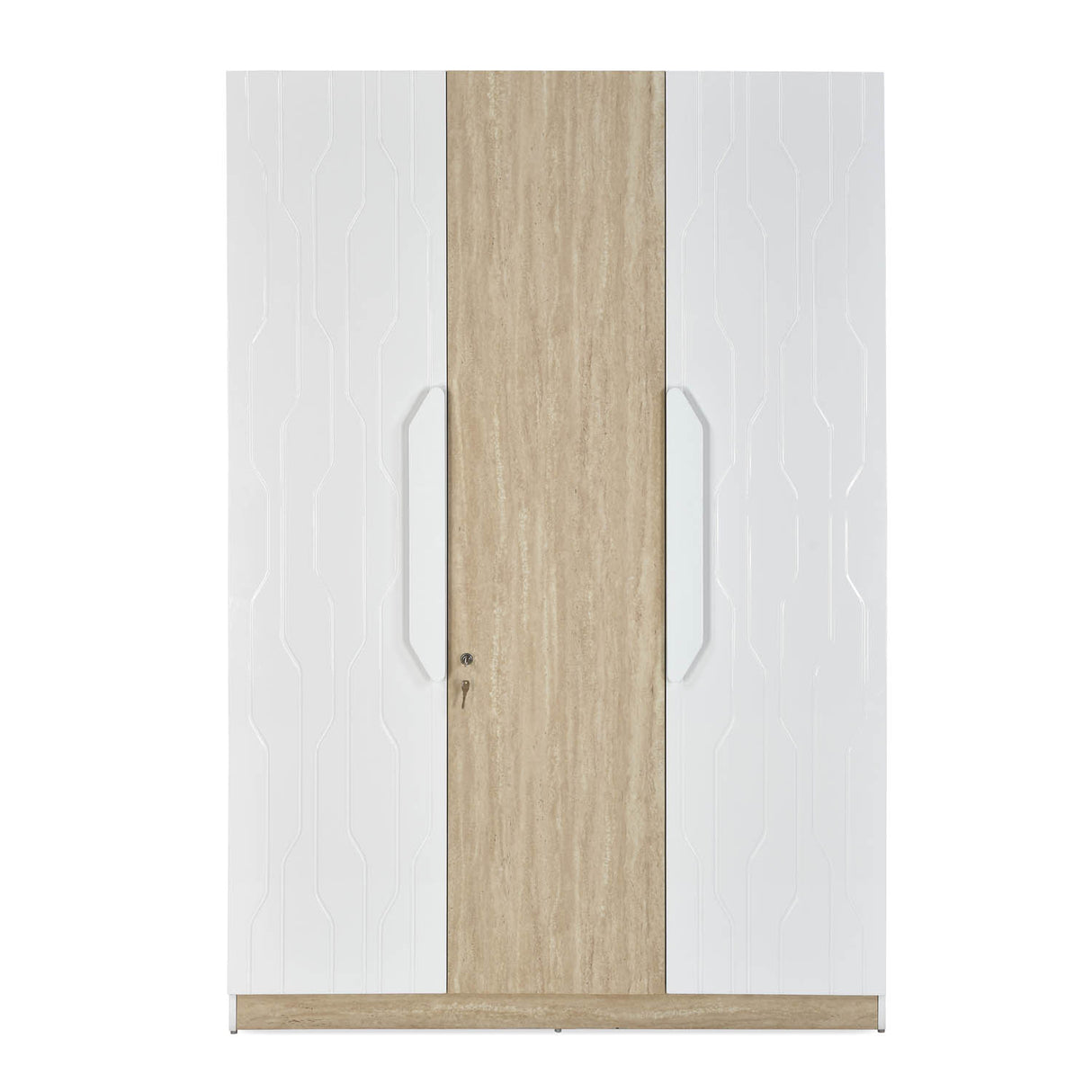 Tron 3 Door Wardrobe- Travertine & White
