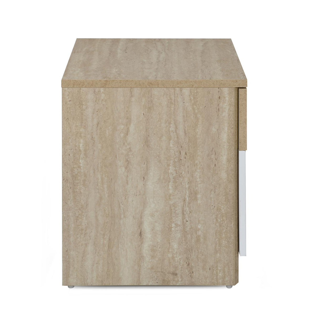 Tron Night Stand- Travertine & White
