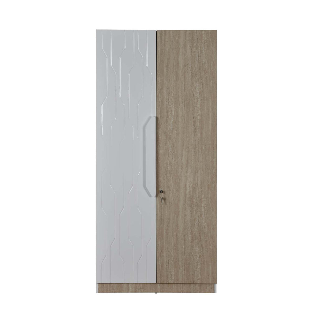 Tron 2 Door Wardrobe- Travertine & White