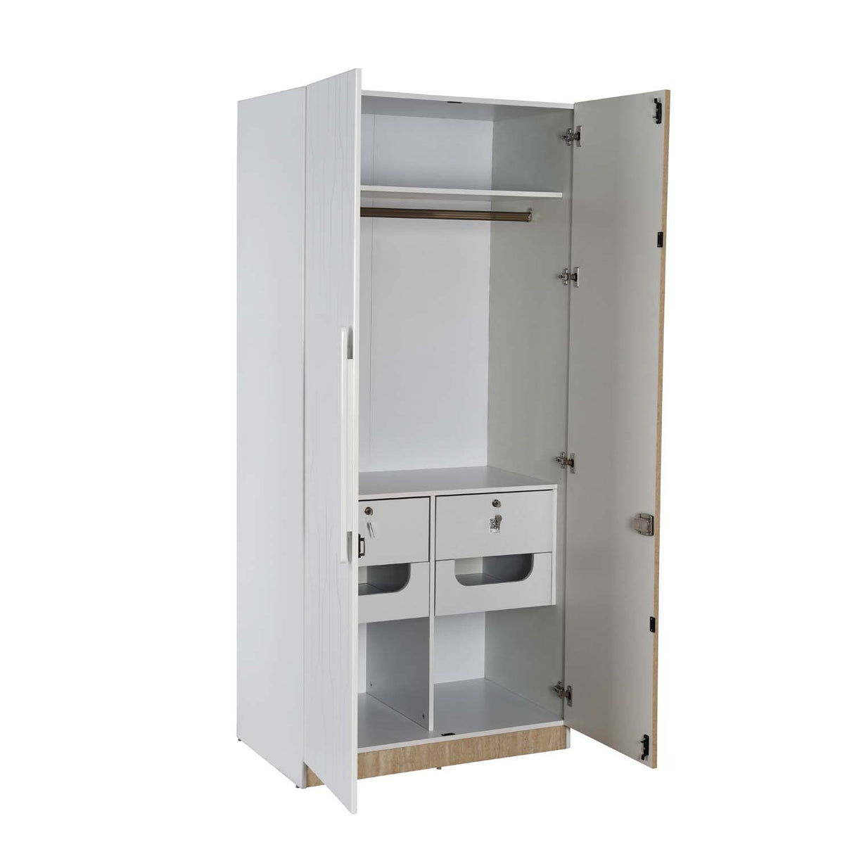 Tron 2 Door Wardrobe- Travertine & White