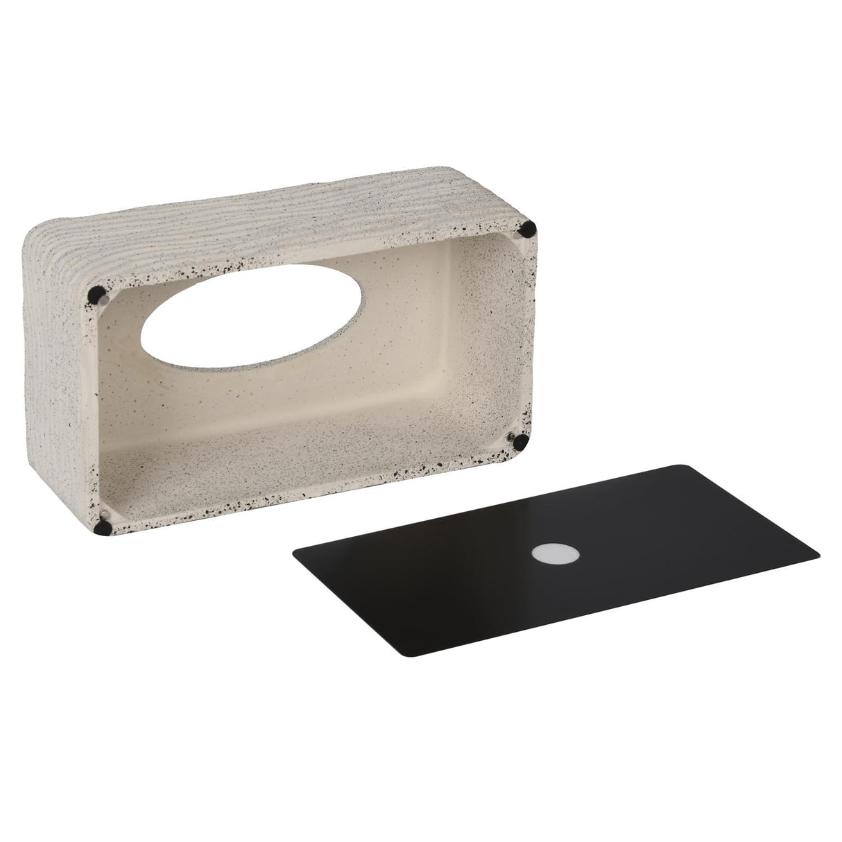 Textured Polyresin Tissue Box- Off White