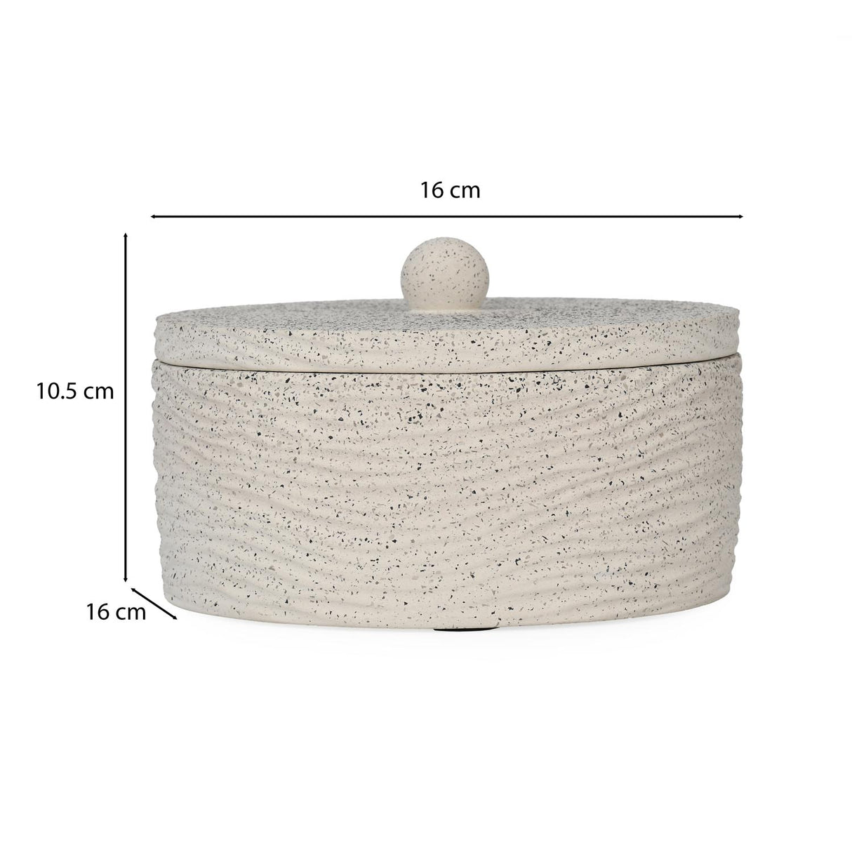 Textured Polyresin Storage Box- Off White