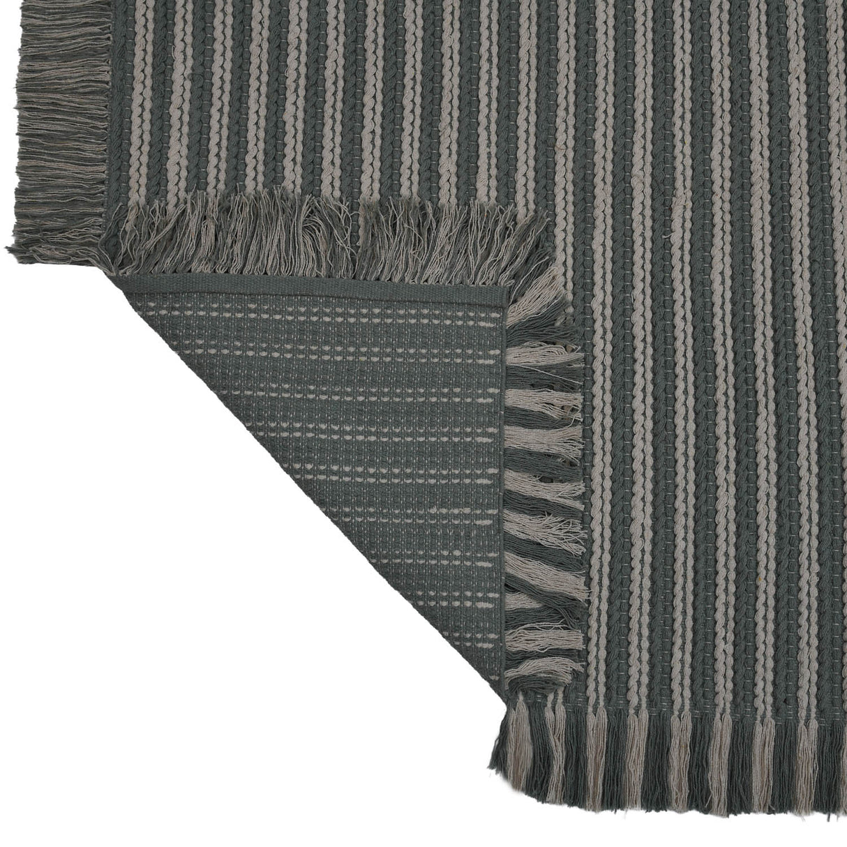 Dual Stripes Cotton 120 x 180 cm Rug- Green