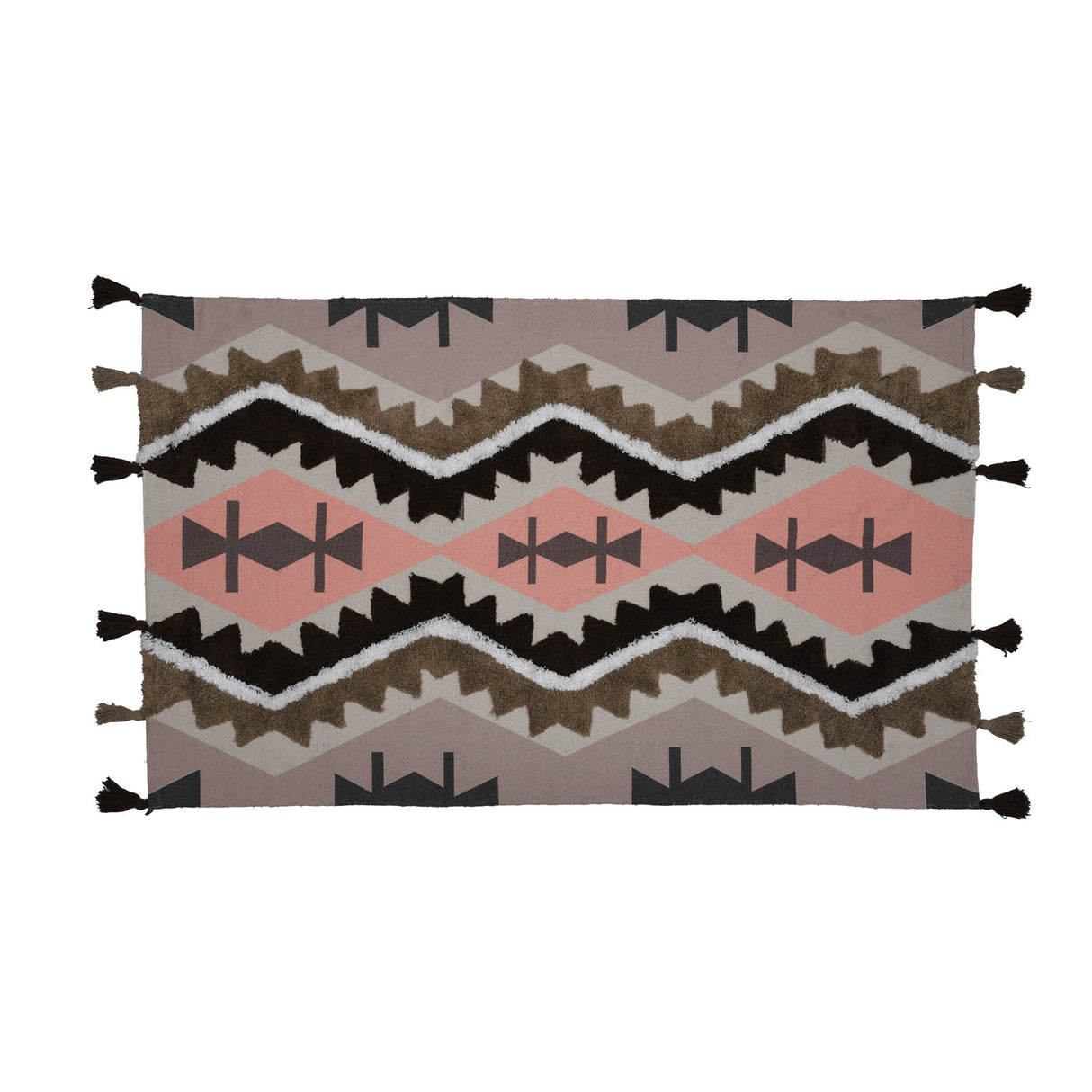 Zigzag Cotton 120 x 180 cm Rug- Brown & Peach
