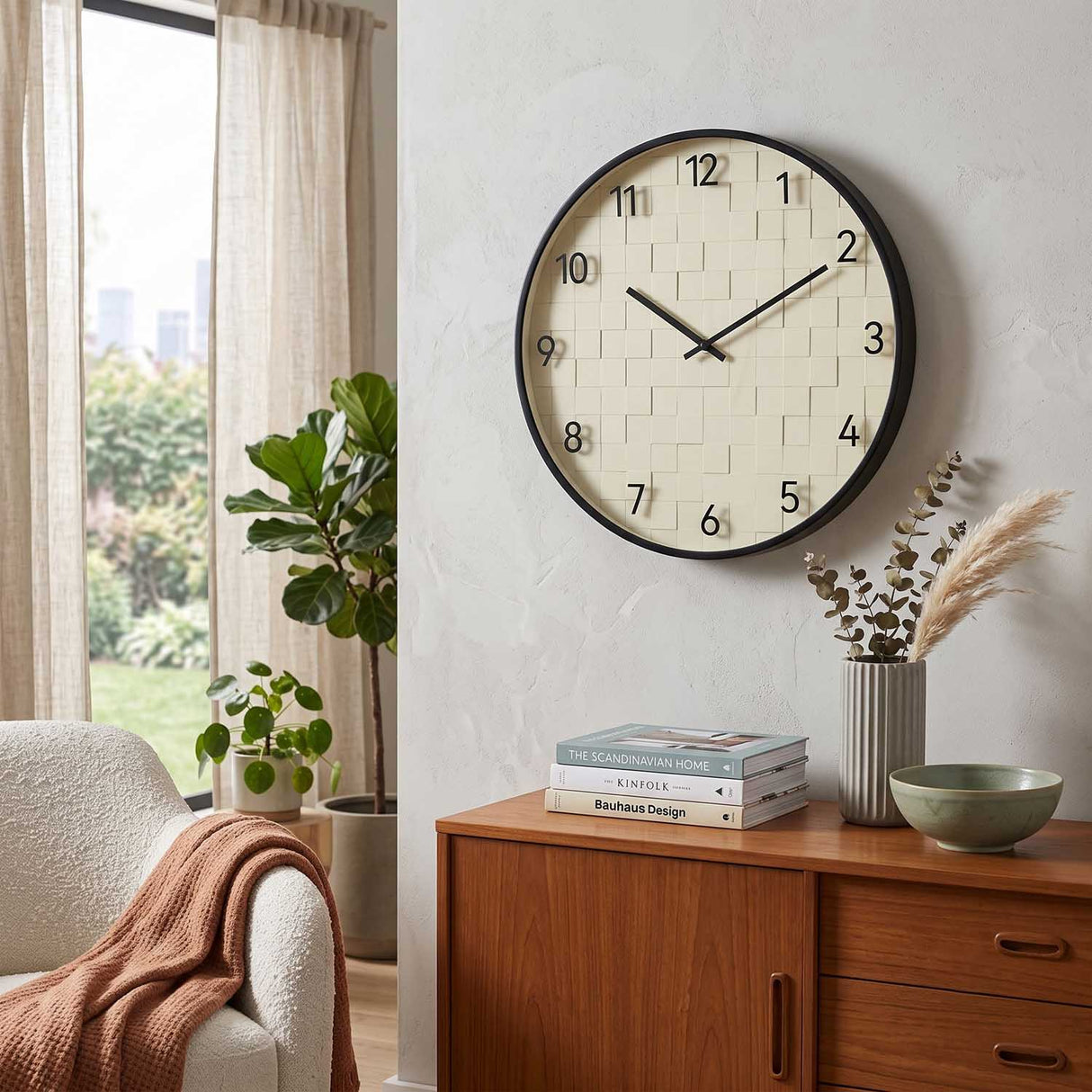 Basket Design Wall Clock- Off White