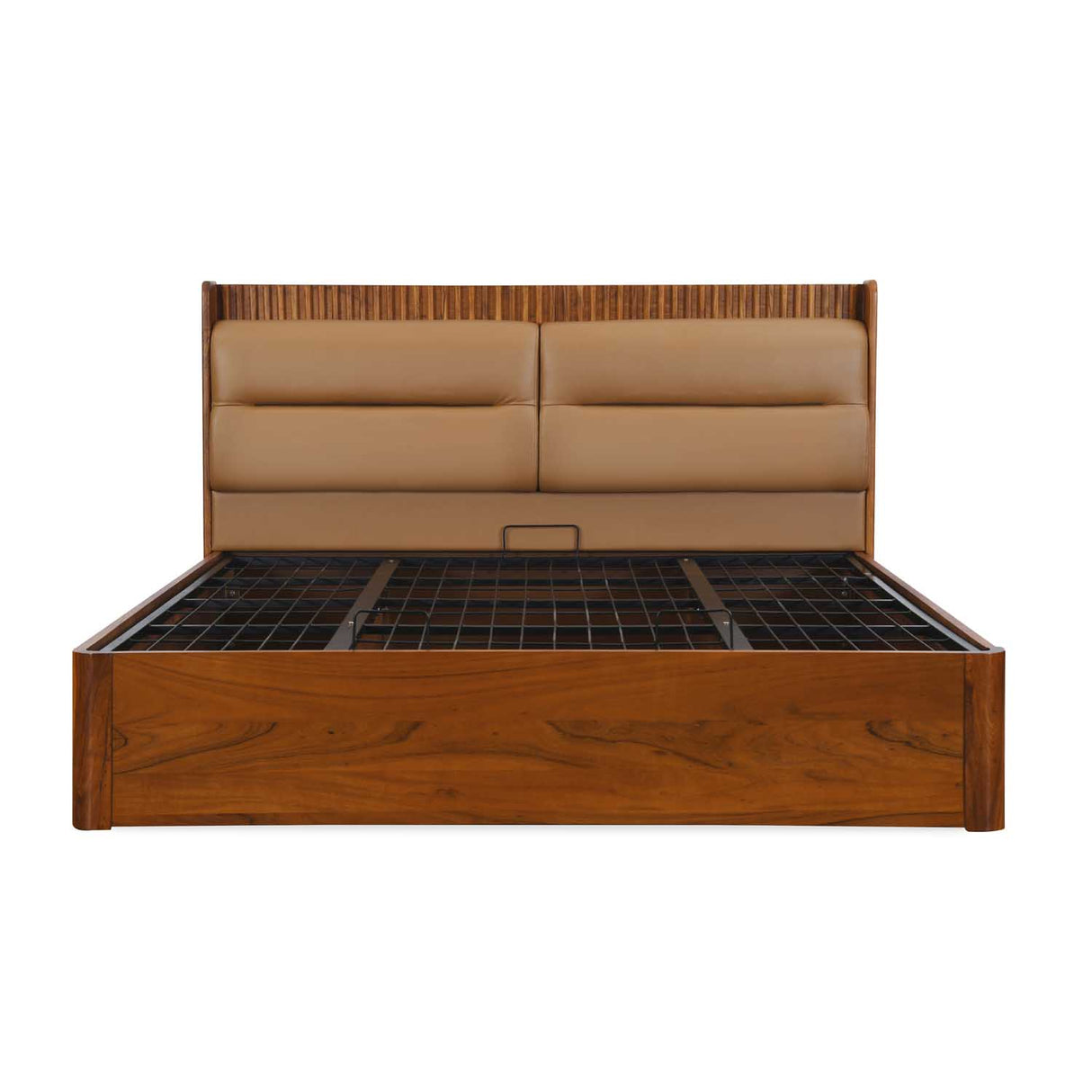 Linea King Bed with Hydraulic Storage- Honey Walnut