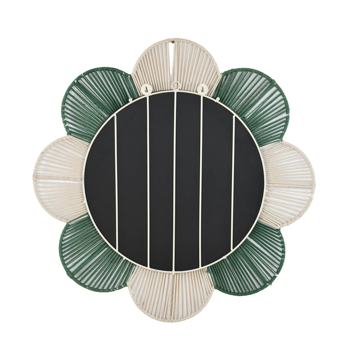 Petal Pattern Decorative Mirror- Green & Beige