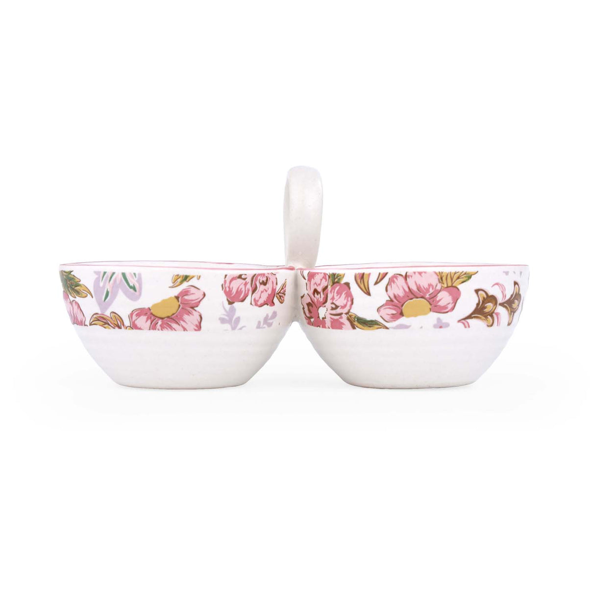 Floral Dual Condiment Bowls- Pink