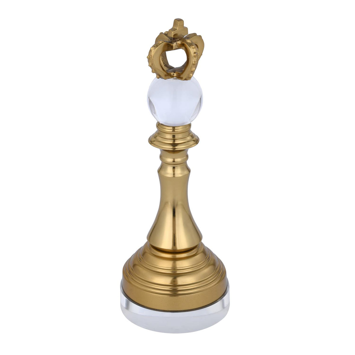 Decorative Metal & Acrylic King Showpiece- Gold & White