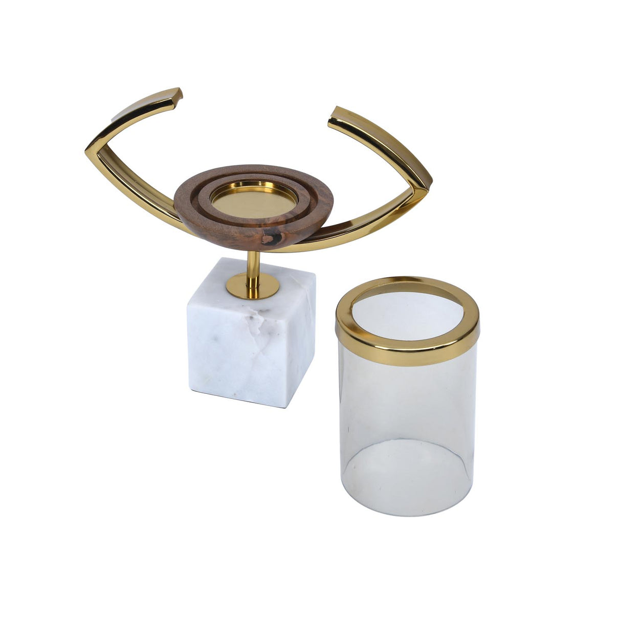 Decorative Eye Shape Candle Holder- Gold & White