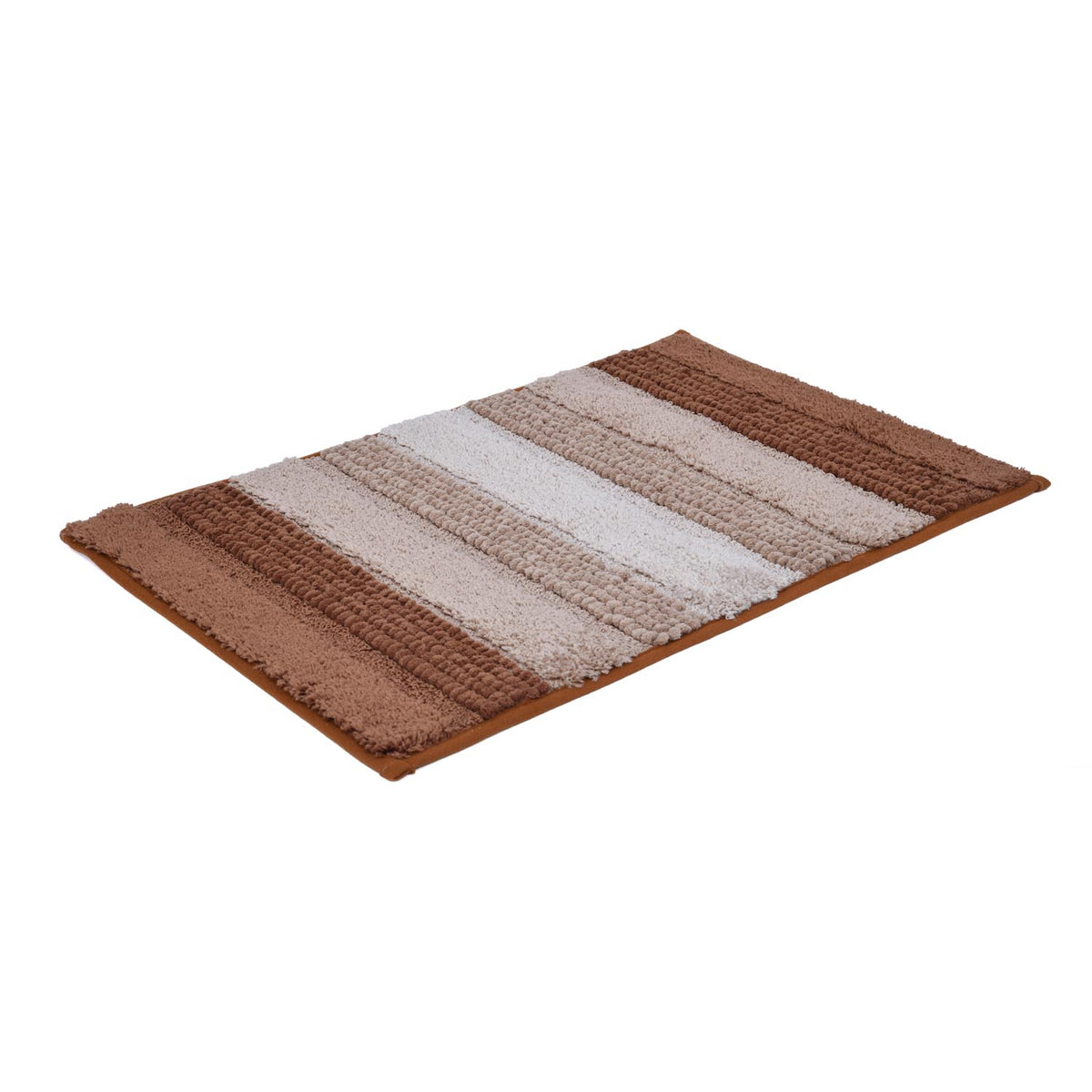 Dual Pattern Polyester 16" x 24" Bath Mat- Brown