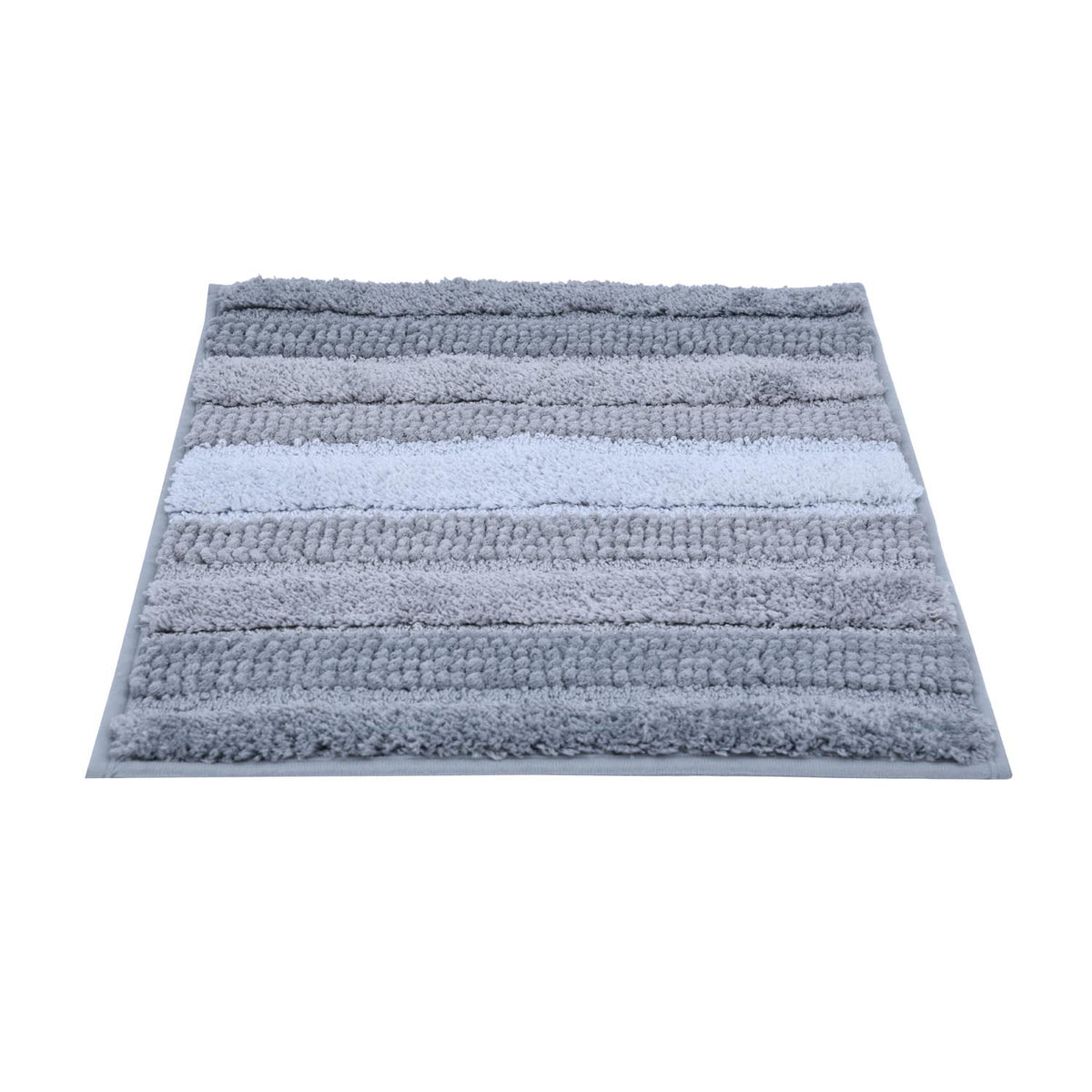 Dual Pattern Polyester 16" x 24" Bath Mat- Grey