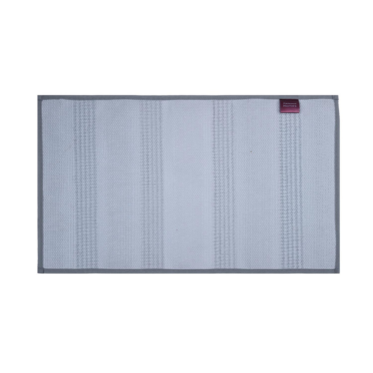 Dual Pattern Polyester 16" x 24" Bath Mat- Grey