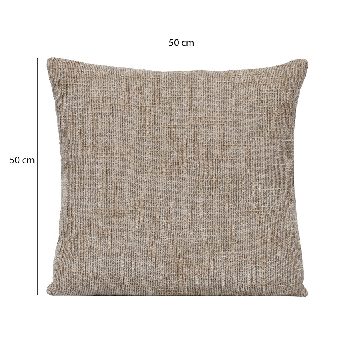 Slub Polyester 50 x 50 cm Filled Cushion- Taupe