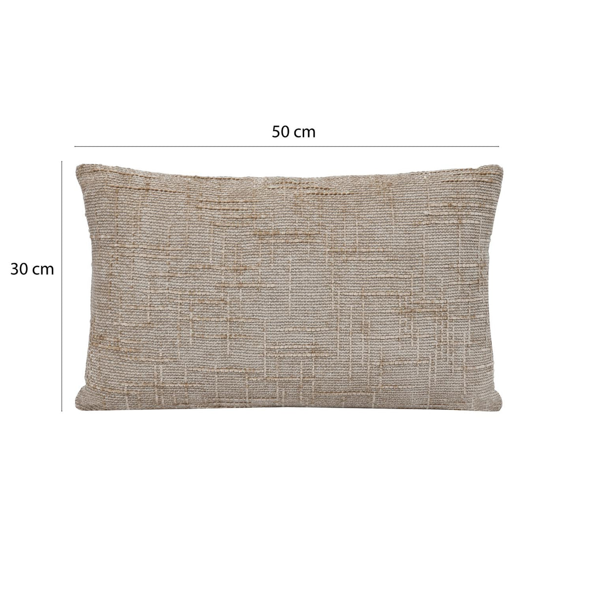 Slub Polyester 50 x 30 cm Filled Cushion- Taupe