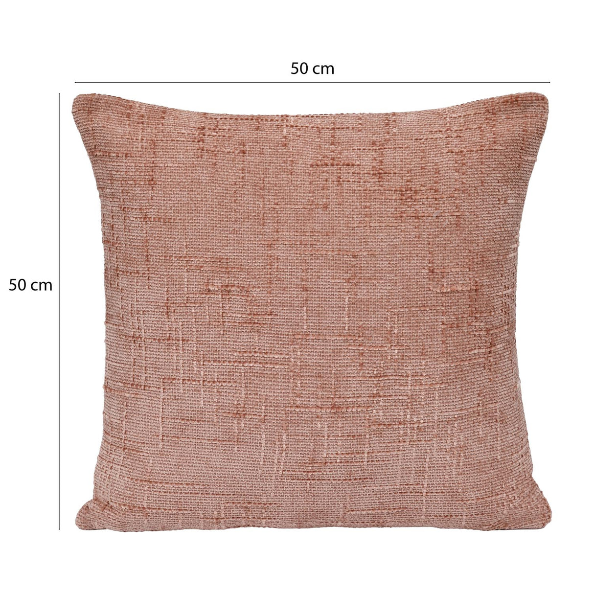 Slub Polyester 50 x 50 cm Filled Cushion- Blush