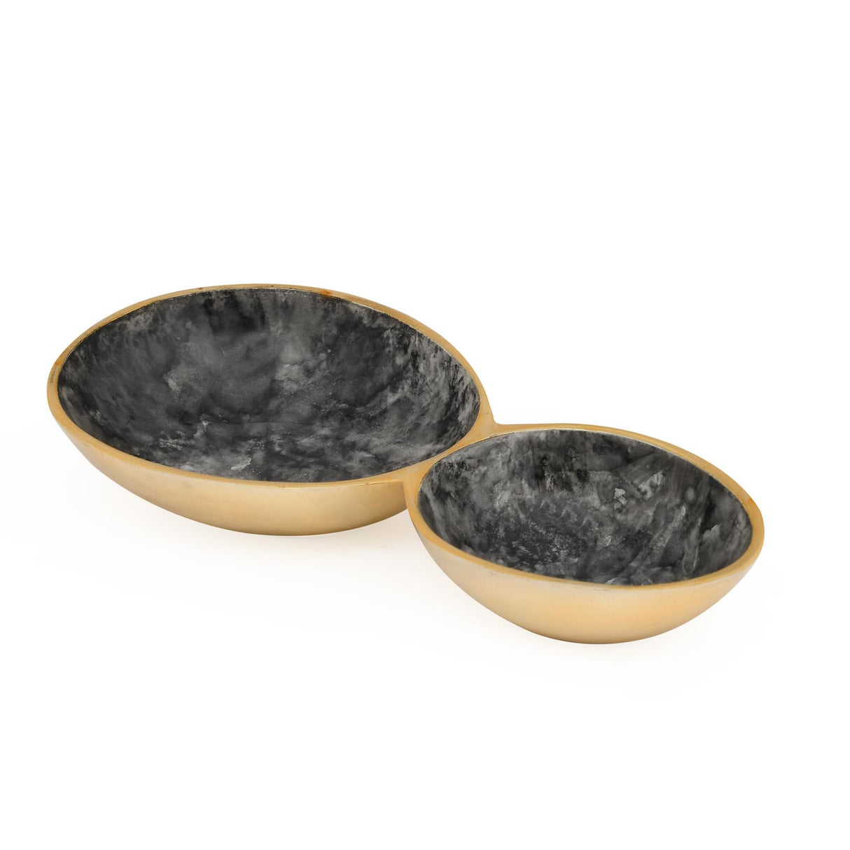 Two Compartments Oval Serving Platter- Black & Gold