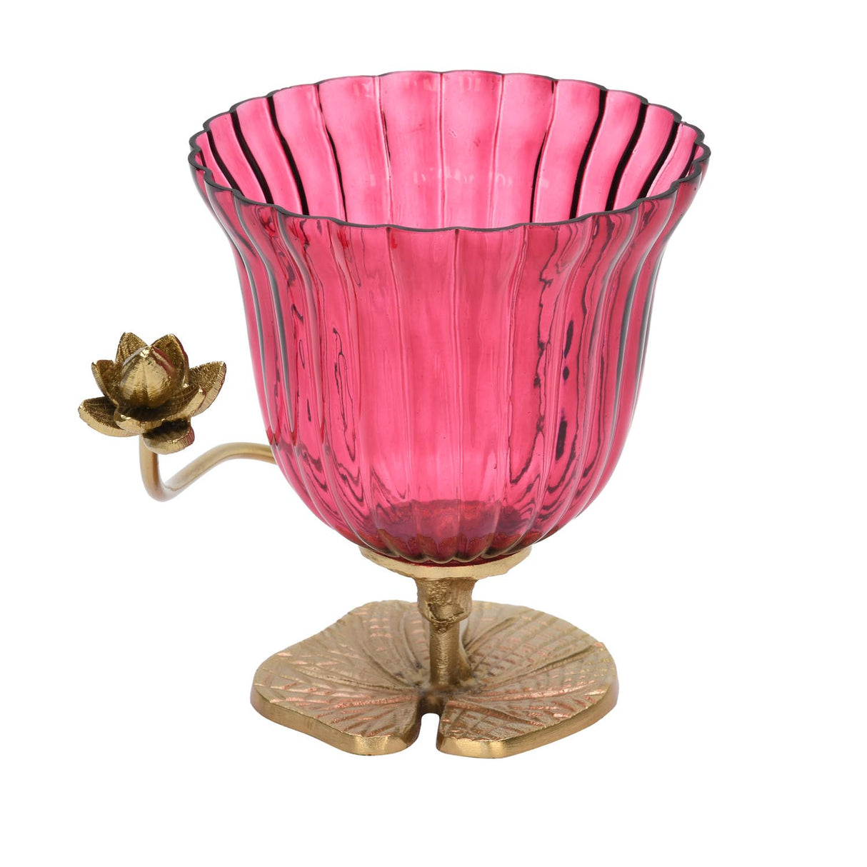 Hurricane Lotus Candle Holder- Pink & Gold