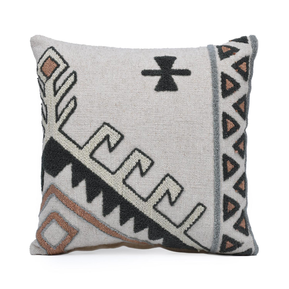Organic Charm Embroidered 16" x 16" Cushion Cover- Multicolor