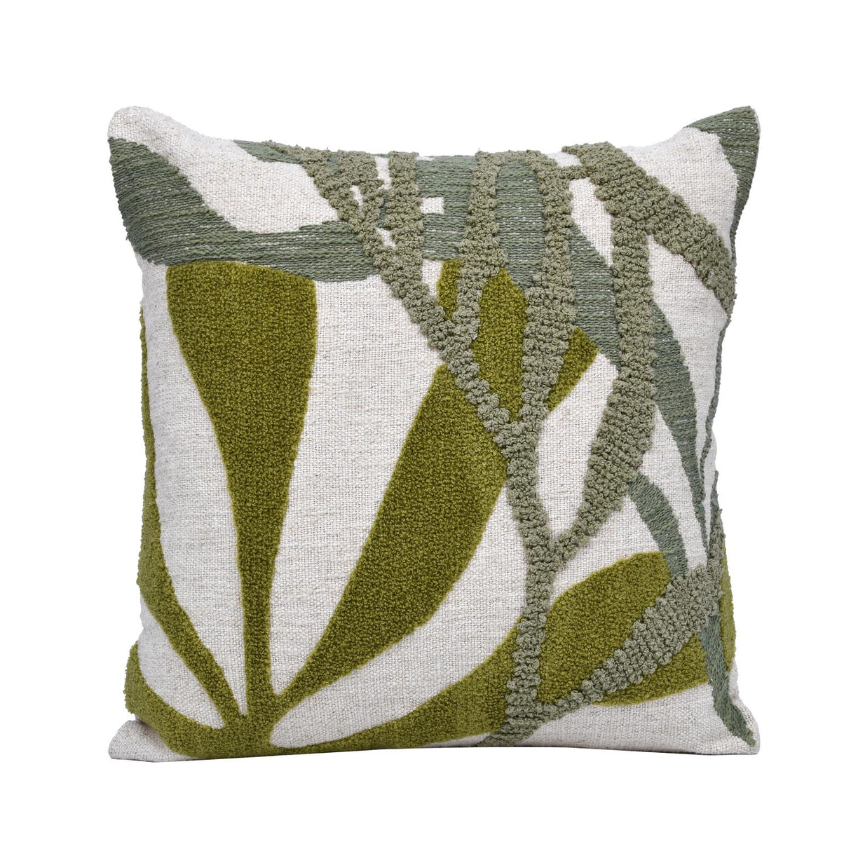 Tropical Embroidered 16" x 16" Cushion Cover- Green