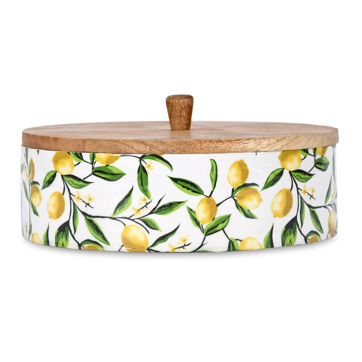 Wooden Round Casserole With Lid- Yellow