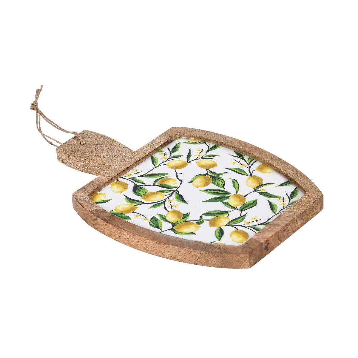 Wooden Cheese Board With Handle- Yellow
