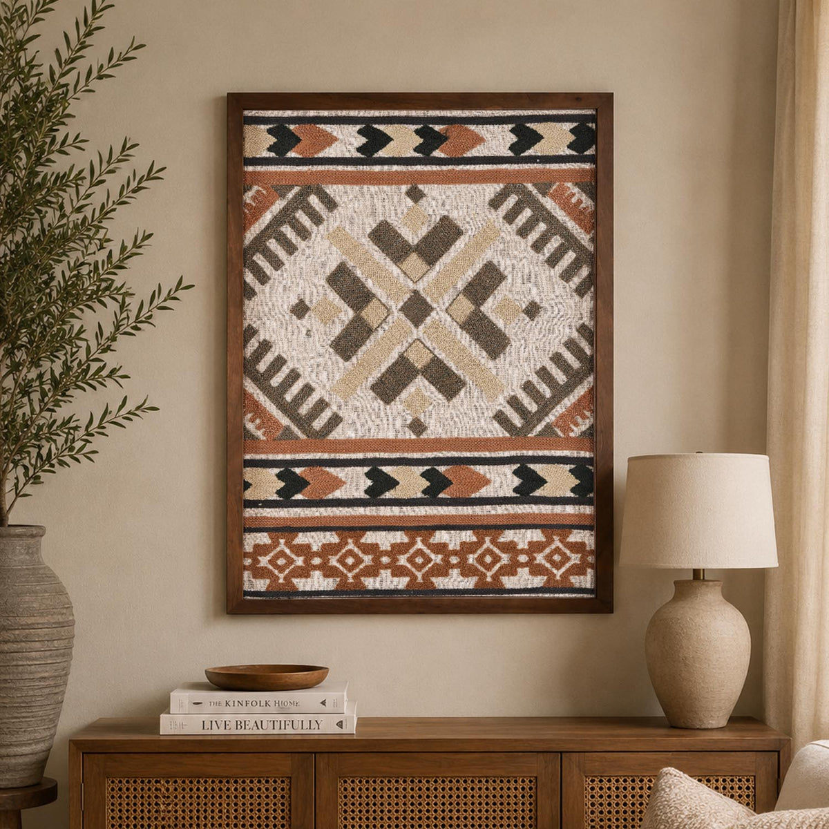 Meadow Patterned Embroidered Wall Art- Multicolor