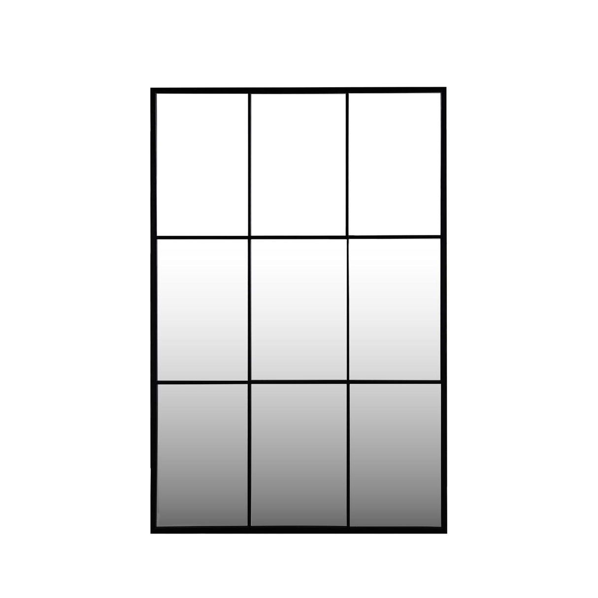 Window Pane Wall Mirror- Black