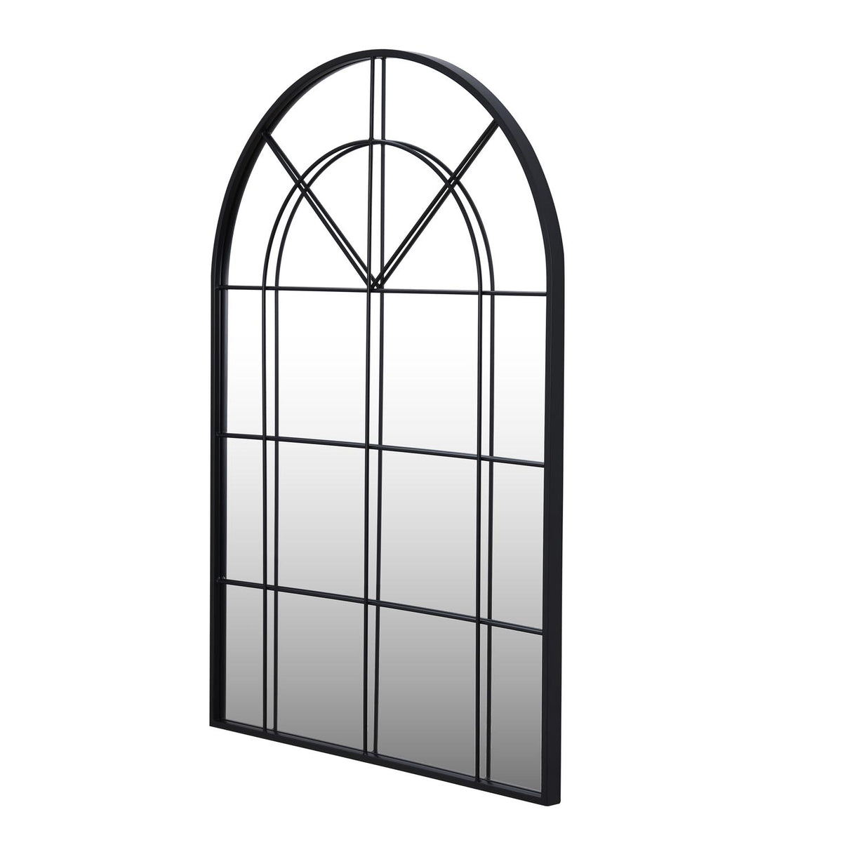 Decorative Arched Grid Wall Mirror - Black