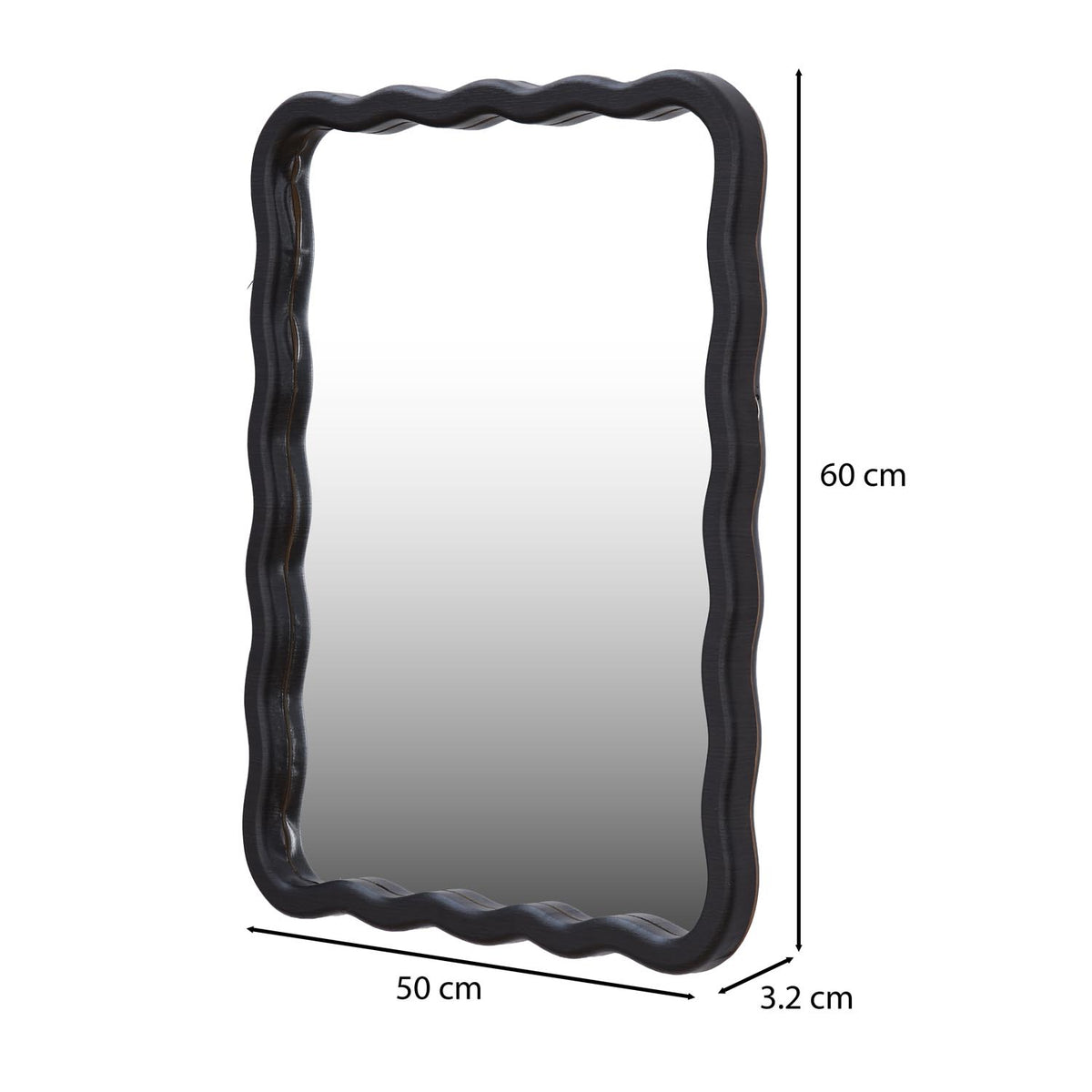 Wavy Rectangular Wall Mirror- Black