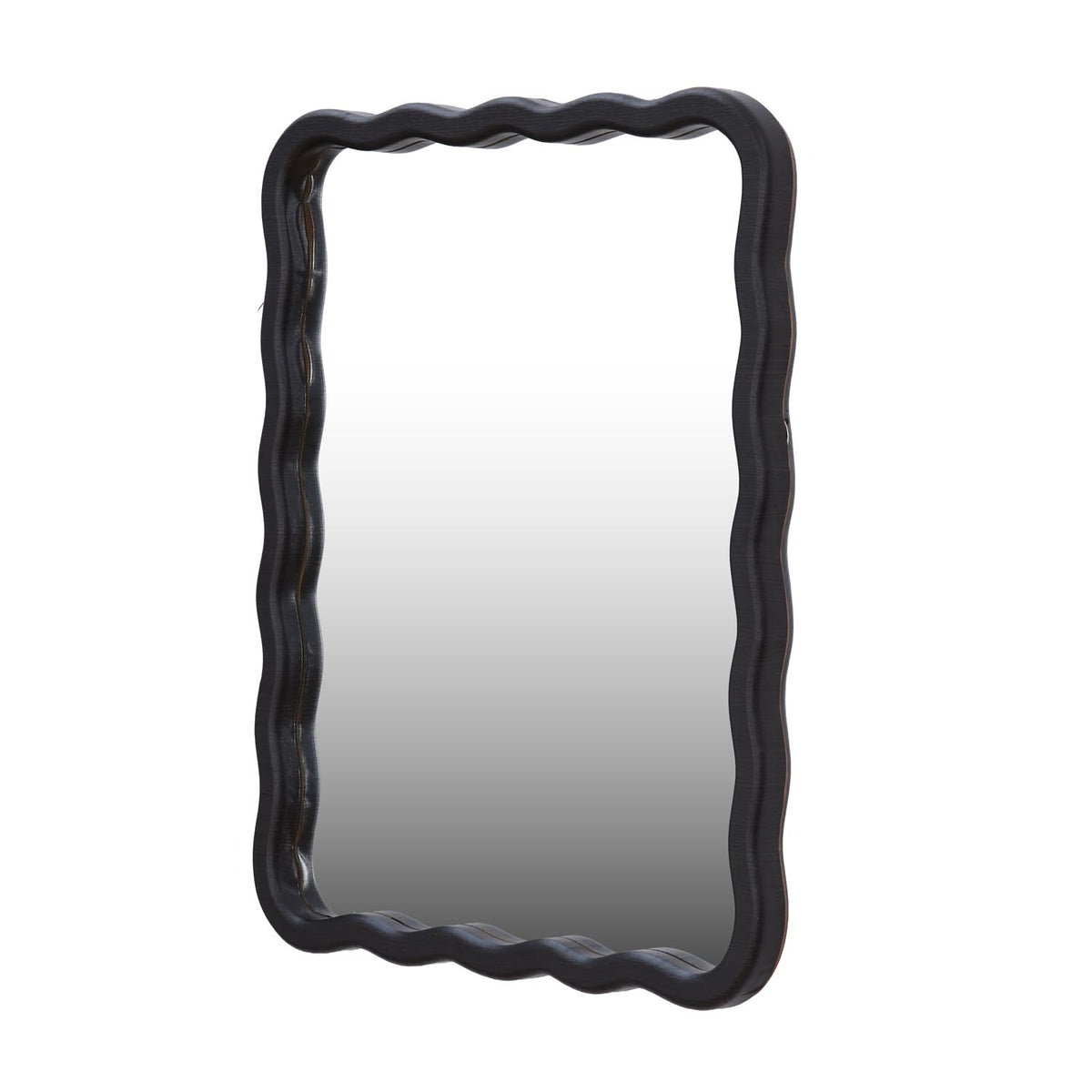Wavy Rectangular Wall Mirror- Black