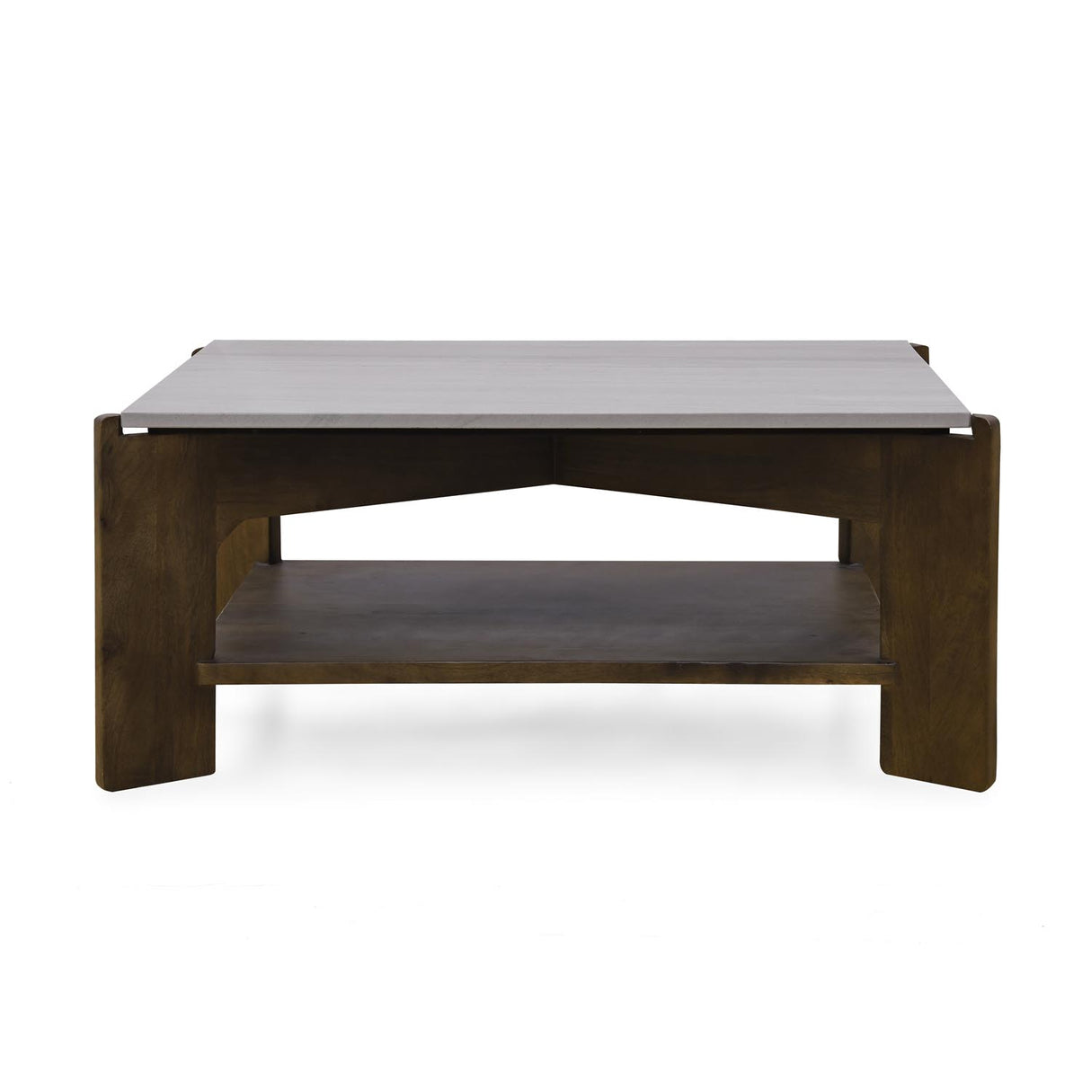 Okan Marble Top Center Table- Walnut
