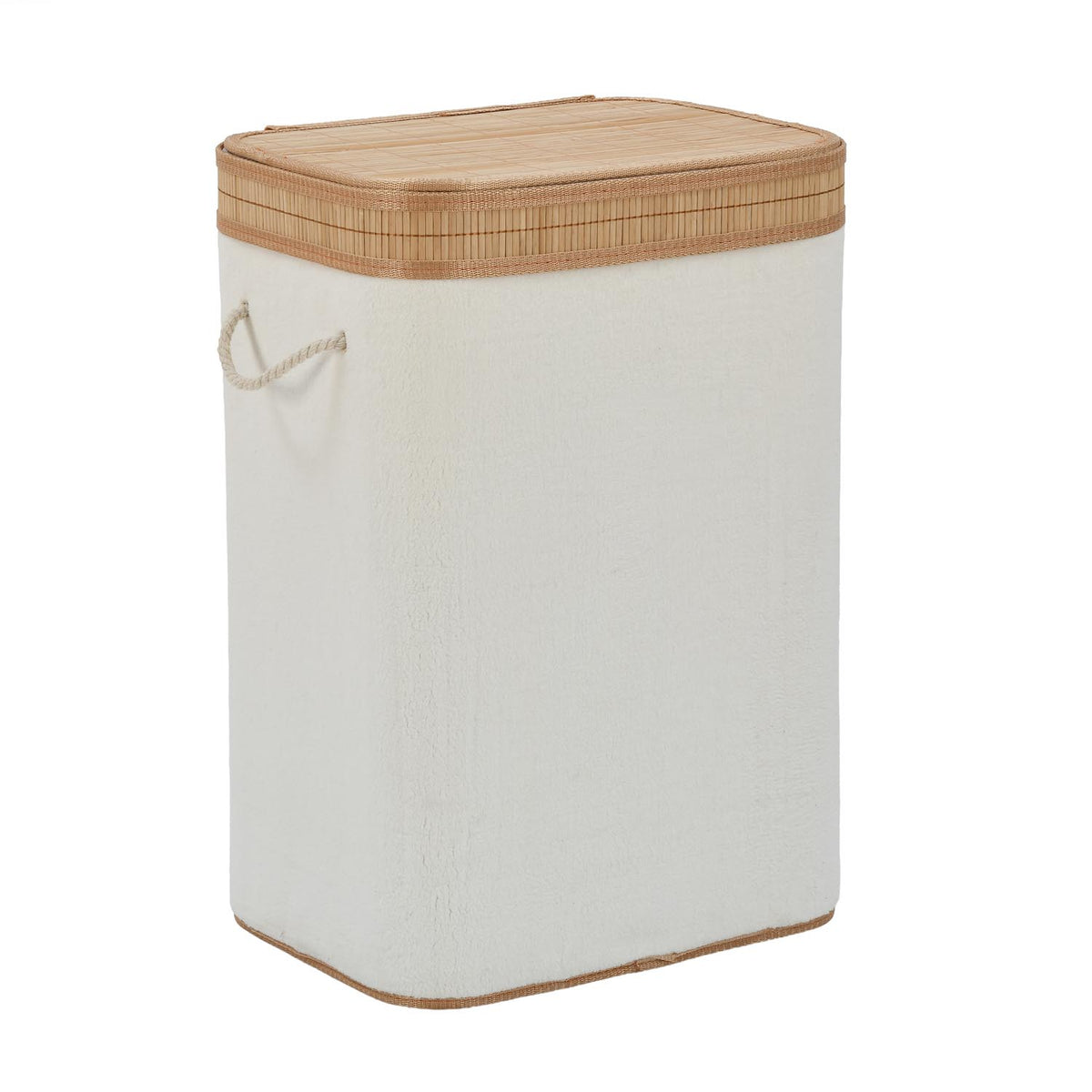 Plush Bamboo and Polyester Laundry Cover Bag- White