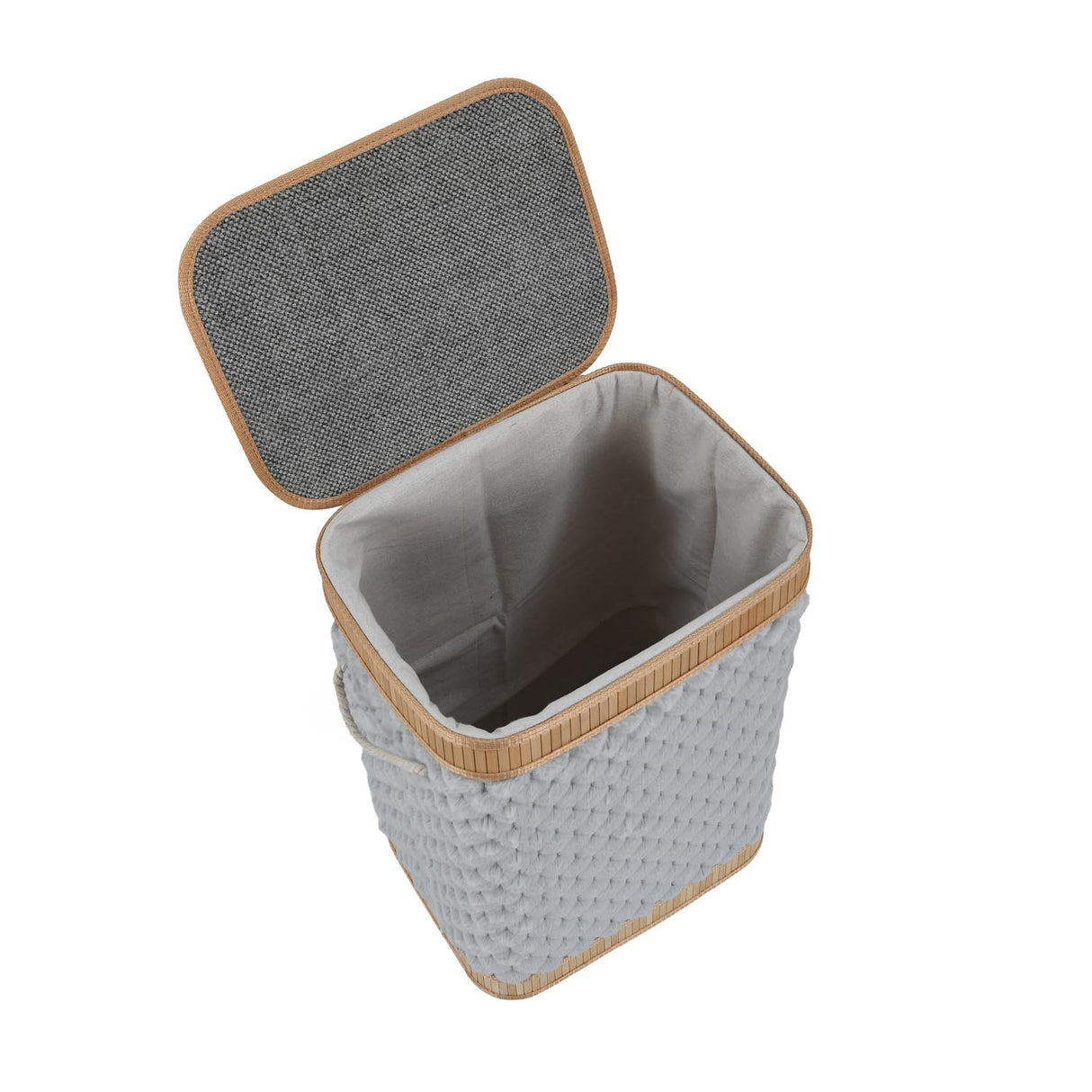 Diamond Pattern Bamboo and Polyester Laundry Bag Cover- Grey